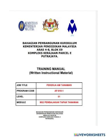 Af-010-1 pekerja am tanaman