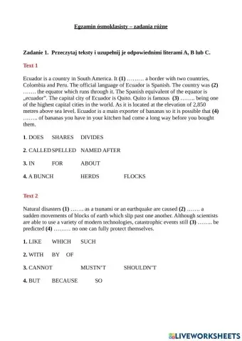 E8 ćwiczenia różne