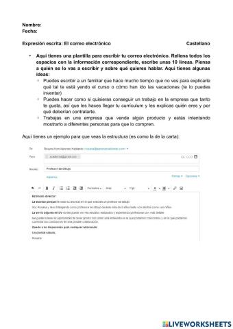 Plantilla para escribir un e-mail