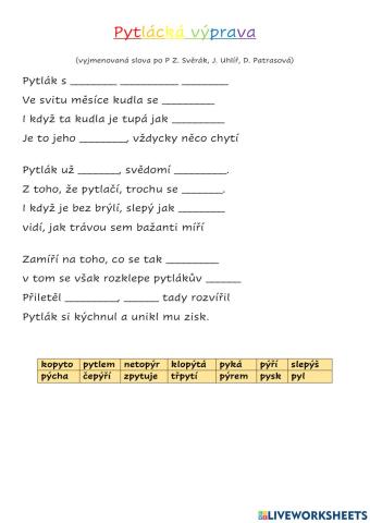 Vyjmenovaná slova po P - písnička