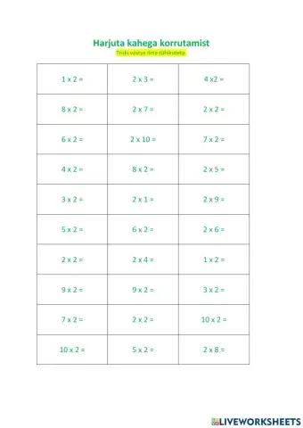 Korrutamine arvuga 2