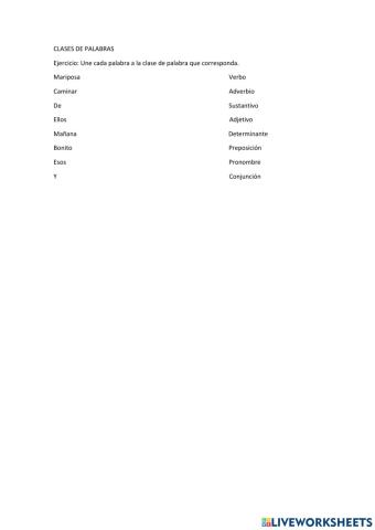 Clases de palabras