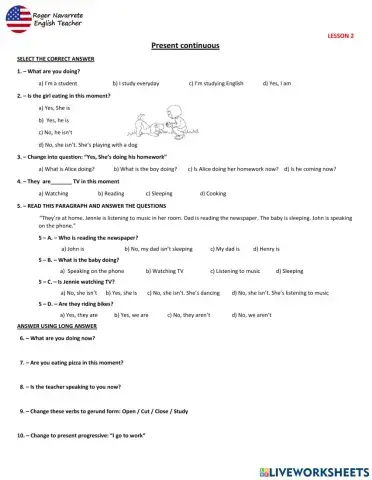 Present continuous test