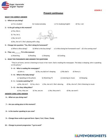 Present continuous test