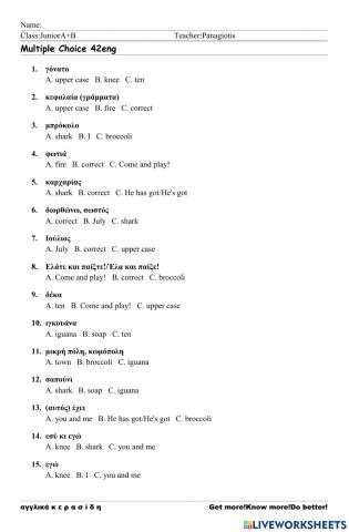 JuniorA+B Worksheet 42