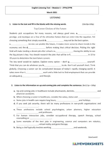 Listening test module 5