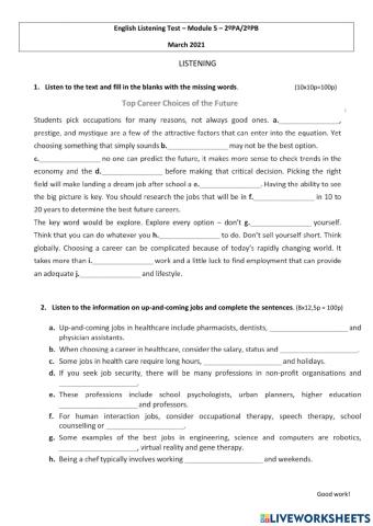 Listening test module 5