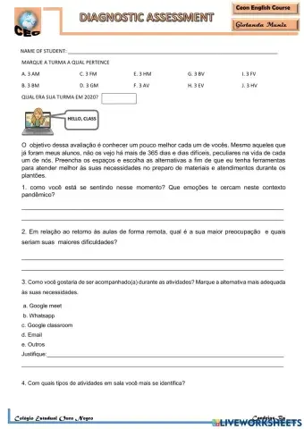 Avaliação diagnostica