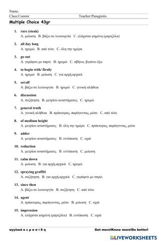 Csenior Worksheet 43