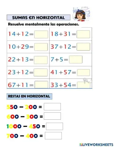 Sumas y restas horizontales