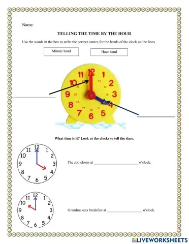 Telling the time by the hour