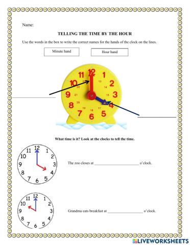 Telling the time by the hour