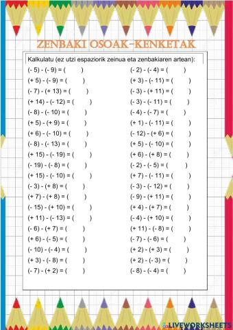 Zenbaki osoak-kenketak