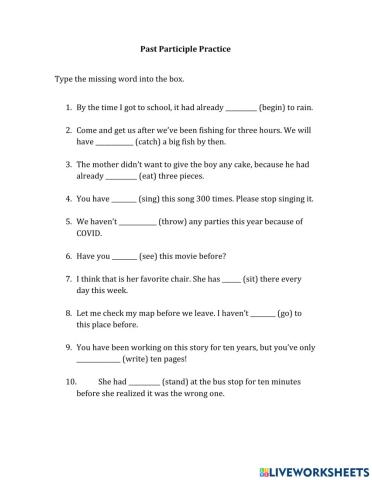 Past Participle Practice