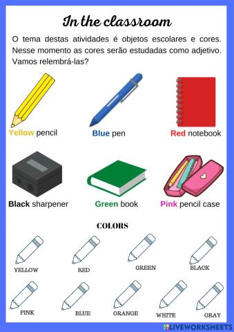 School objects and colors