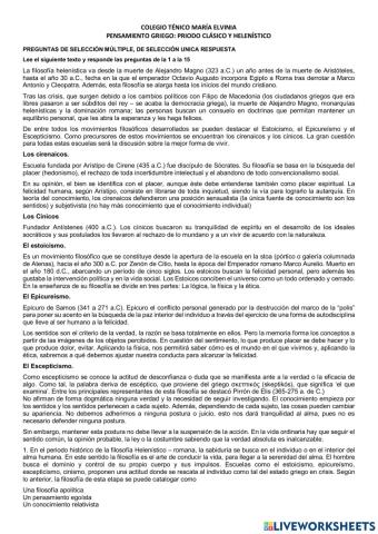 Evaluación filosofía helenística