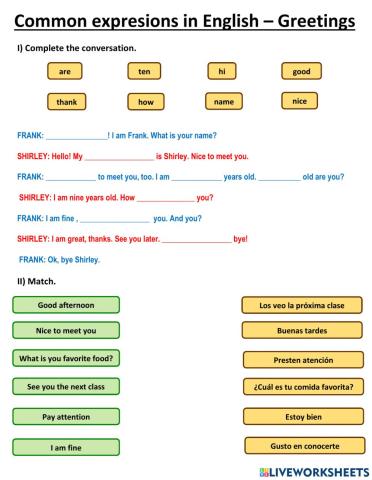 Common expressions in English - Greetings