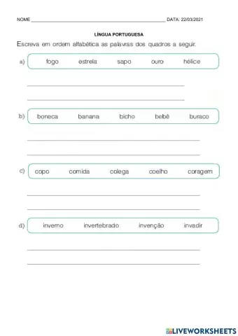 Língua portuguesa e matemática