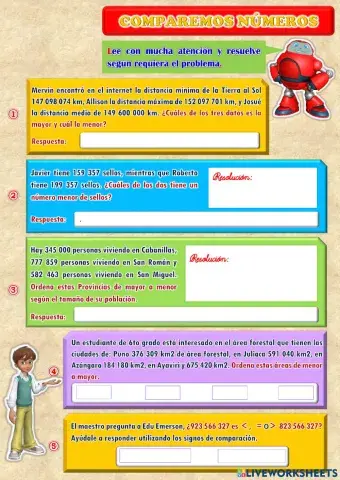 Comparación de números de más de seis cifras