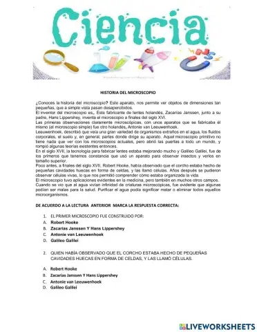 Lectura historia microscopio