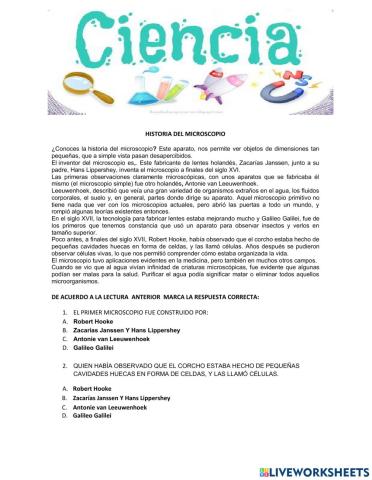 Lectura historia microscopio