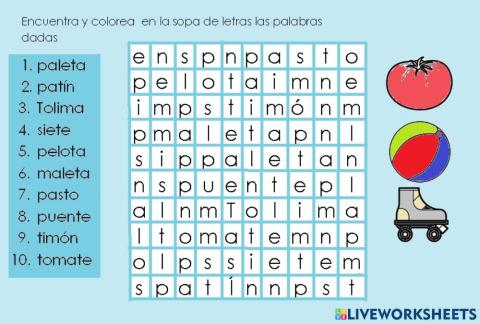 Sopa de letra, consonante T