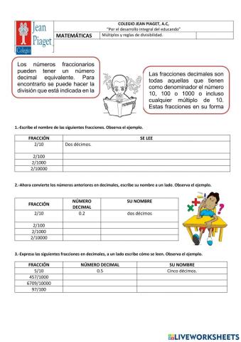 Escritura de fraciones.