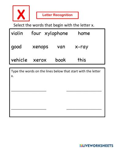 Letter X recognition - Select and Write