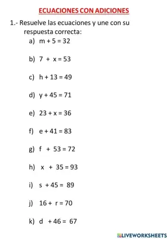 Ecuaciones con adiciones