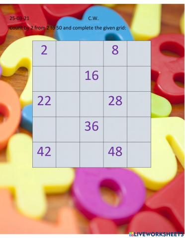Skip counting grid
