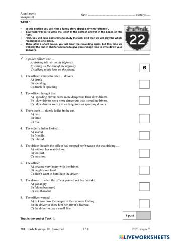 Matura B1 listening multiple choice