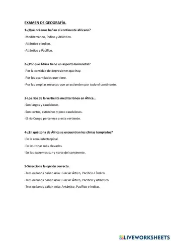 Examen geografía 1ºeso