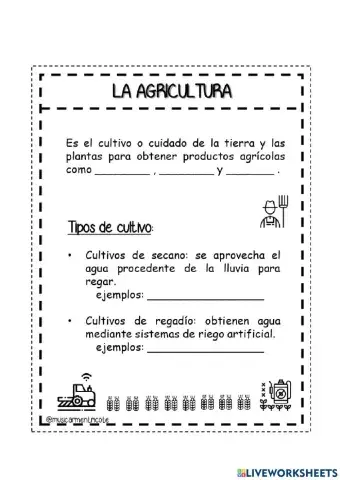 La agricultura y tipos de cultivo