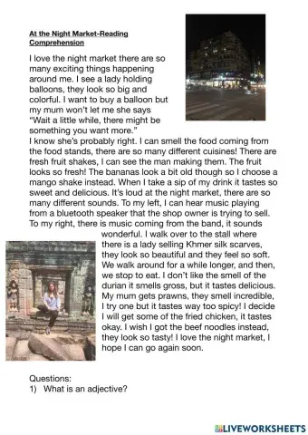 At the Night Market-Reading Comprehension