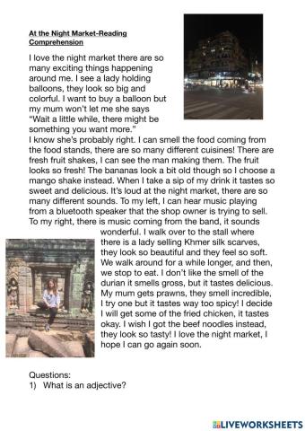 At the Night Market-Reading Comprehension