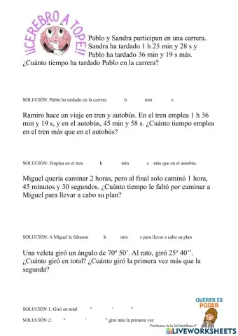 Poblemas suma de tiempo