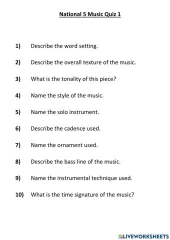 National 5 Music Quiz 1