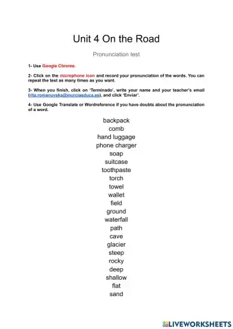 3ºESO Unit 4 Pronunciation test