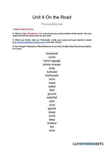 3ºESO Unit 4 Pronunciation test