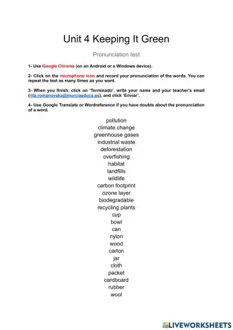 4ºESO U4 pronunciation test