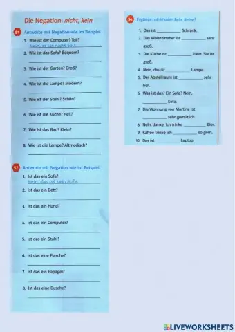 Negation nicht, kein