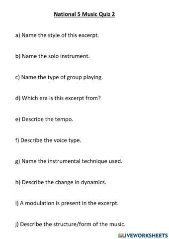 National 5 Music Quiz 2