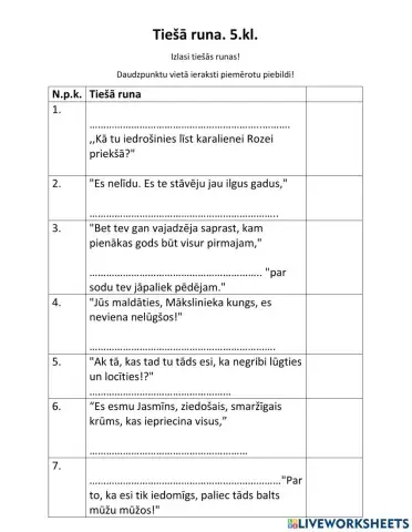 Tiešā runa, piebilde. 5.kl.