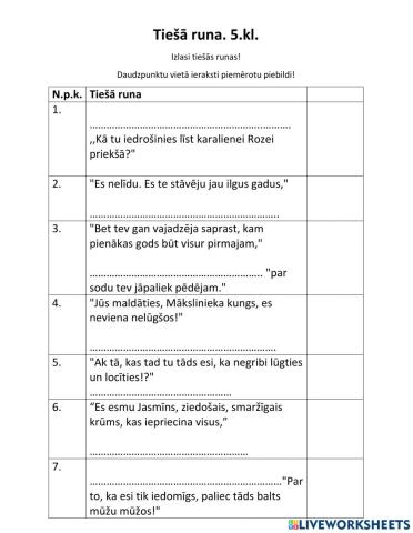 Tiešā runa, piebilde. 5.kl.