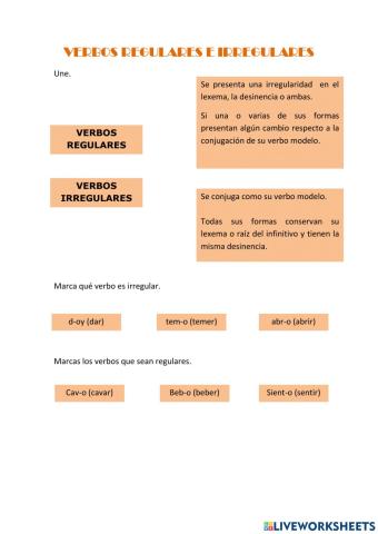 Verbos regulares e irregulares