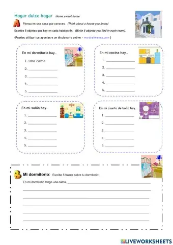 Hogar dulce hogar   Hoja de trabajo 2