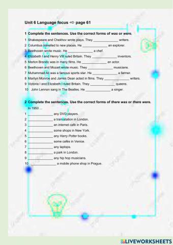 English Plus 1 Five minute test Unit 6 p.61
