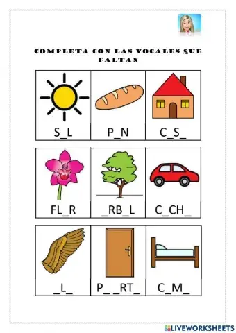 Completa con las vocales que faltan