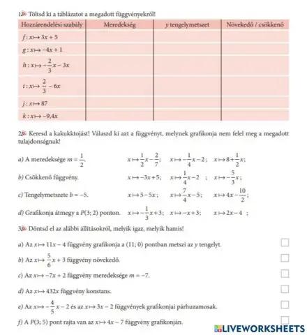 Lineáris függvény