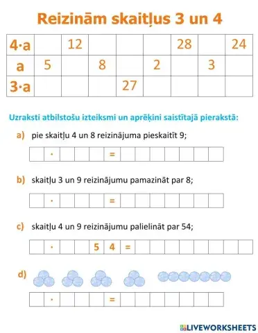 Reizinām skaitļus 3 un 4